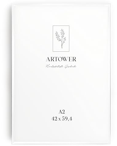 Artower® Bildram vit metall tunn ram för DIN A2 42 x 59,4 cm | affischram stort collage | Picture Frame Metal 42 x 60 cm | Aluminium smal bildram | Vit affischram
