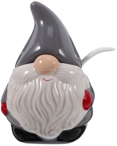 BESTonZON Azucarero con tapa y cuchara Papá Noel detalles navideños tarro de de porcelana tarro de condimentos recipiente de sal de condimentos de 90 ml