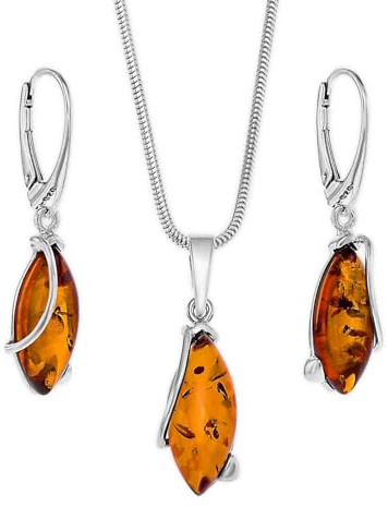 Copal Conjunto De Joyería De Plata 925 Con Ámbar Para Momentos Especiales