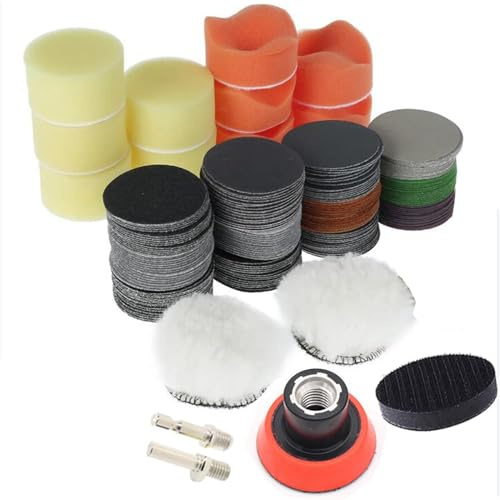 135Pcs 2 Zoll 50mm nasse und trockene Schleifpapier Polierpads Schleifscheibe Grit 60-10000 Haken Schleife Weiche Schwamm Wolle Pads Für Auto Scheinwerfer Reparatur Holz Glas Stein Polieren Zubehör