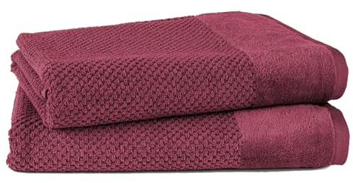 Pure Label Badetuch 70x140cm Set 2-TLG. aus 100% Baumwolle - Beere | Waschbar bis 60°C, trocknergeeignet - Oeko-tex zertifiziert
