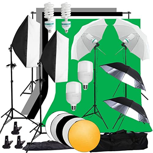 Kit de iluminación Softbox con luz LED para Estudio fotográfico, Kit de 4 telón de Fondo para fotografía