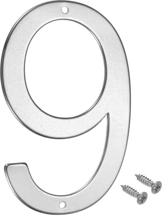 M METERXITY 1-Pack House Number, 4 Inch 304 Stainless Steel Mailbox Number Door Number Signage for Garden/Hotel/Mailbox/Address/Sign, House Number for Outside [Number 9, Silver]
