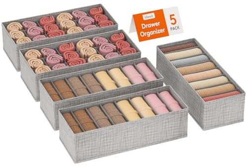 Lifewit Schubladen Organizer, 5er Set Wickeltisch für Kommode, Kleiderschrank Organizer Boxen System für Schlafzimmer für Kinderkleidung, Wickelutensilien, Socken, BH, Unterwäsche