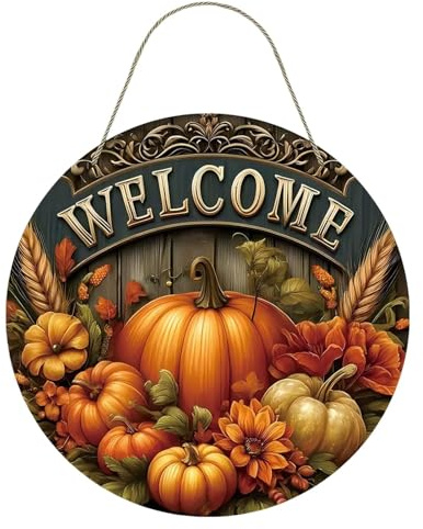 panneau de bienvenue d'automne | Panneau de bienvenue à la citrouille, Panneau d’automne Panneaux de porte Décor de citrouille,Panneau de porte d'entrée d'art mural, décor de porte d'automne, cintre d