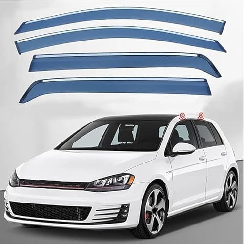 AnJWen Windabweiser Regenabweiser für VW Golf 7 2014-2019, Autofenster Regenschutz, Regenabweiser, Integrierte Deflektoren, Externe PASSUNG Windowdeflectors
