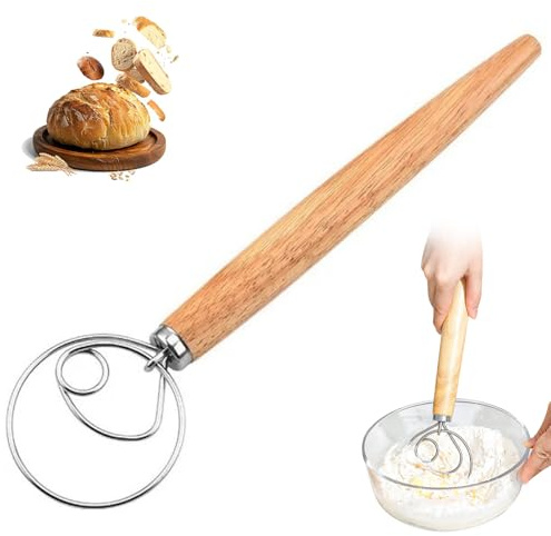 Dänischer Schneebesen für perfekten Teig im Nu, hochwertiger Teigbesen als Brotbackzubehör, Teigrührer, Teigkneter, Dänischer Schneebesen als Brotbackzubehör