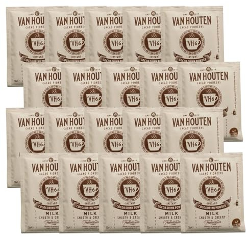 V. HOUTEN | 20 Dosettes Individuelles de Chocolat au lait VH6 | Sticks individuels 23g de poudre lactée pour des pauses gourmandes