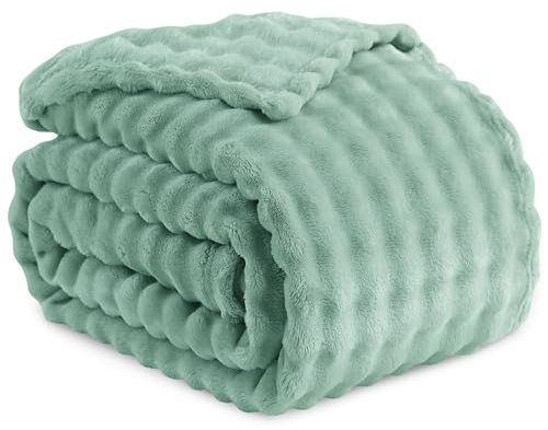 RUIKASI Bubble Decke Kuscheldecke Flauschig Salbeigrün - 150x200cm Sofadecke & Couchdecke aus Plüsch, Warme Fleece für Wohnzimmer Deko Blanket, Dicke Wohndecke