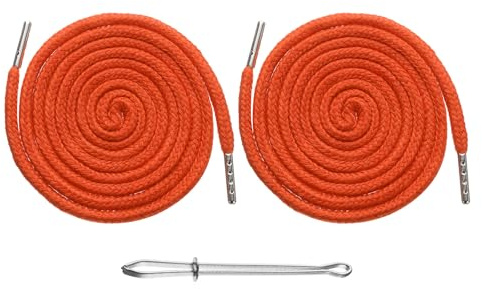 QUARKZMAN 2 cordones de repuesto de 130 cm, con enhebrador para sudaderas, chaquetas, pantalones, sombreros, abrigos, bolsillos, color naranja
