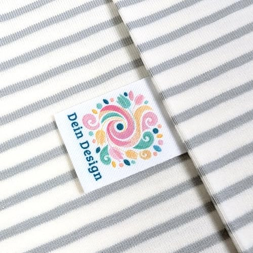 Labels mit deinem Logo bedruckt, personalisierte Textiltiketten, dein eigenes Weblabel mit Grafik, verschiedene Varianten