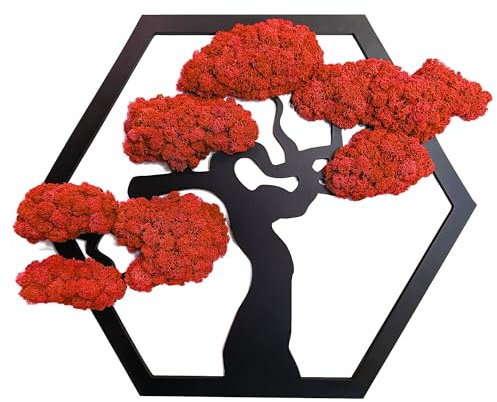 Scandinavian Moss Moosbilder in Form Eines Baumes - Schön Aussehender Wand Baum - Bringen Sie Leben Ihre Wohnung - Wandbild aus Natürlichen Rohstoffen und Deko Moos 50cm