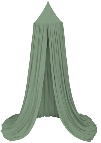 Aolso Dosel de Cama Infantil para Niñas Niños, 245 CM Habitación de Bebé con Tienda, Toldo para Cama de Redondo, Cuna con Cortina Colgante, Mosquitera, Crepé(Verde)