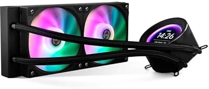 VoltShine Kit de refrigeración líquida 240 LCD negro, con pantalla LCD, ideal para mejorar el rendimiento térmico en PC gaming y estaciones de trabajo.
