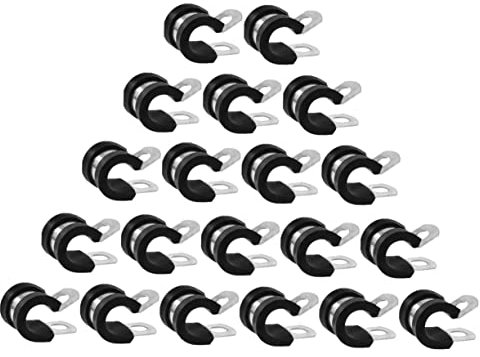 UKCOCO 20 Pièces Collier De Serrage En Caoutchouc -câbles Pinces à Tuyaux Tapis Caoutchouc Exterieur Pince D'entretien En Métal Serrer Isolée Acier Inoxydable Noir
