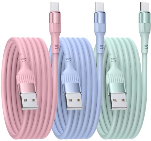 USB to USB C Cable 3PACK 3M Extra Long USB C Charger Cable Fast Charging | Phone Charger Cables USBC for iPhone 17/16/15 Pro，Galaxy S24/S23/S22/S21Huawei P9 Pixel 7/6 iPad Switch PS5 iPad etc.