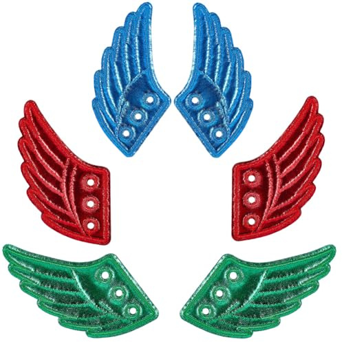 GORGECRAFT 3 Paire d'ailes d'ange pour Chaussures Jolies Décorations en Dentelle Bleu Rouge Vert Tissu Tendance Accessoire de Décoration pour Femmes Bricolage Patins Baskets Fournitures de Décoration