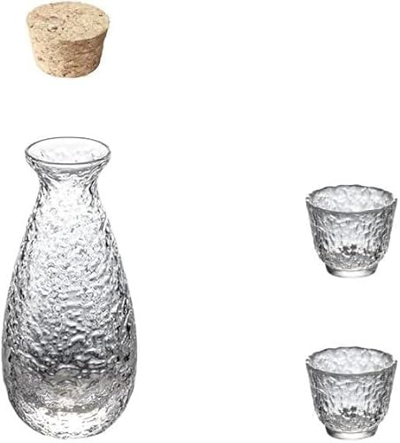 CVNIMV Service à saké, carafes en Verre Transparent, Verres à saké Japonais, Verres à Soju, Verres à saké Japonais, Tasses à thé en Verre, Verres à vin Japonais pour Le Service (A)