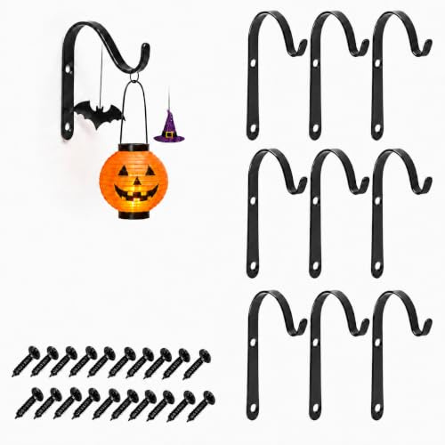 10 Pcs Small Hanging Basket Brackets,Iron Curved Up Hanging Basket Bracket,Garden Hooks for Hang,Outdoor Wall Hooks Hang for Plant Suspension,Halloween Decorations,Christmas,Festive Wall Decorations