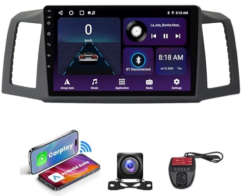 9 Android 13 2 DIN Car Stereo Radio for Jeep Grand Cherokee 2004-2007 with Built-in 4G Wireless CarPlay GPS Navigation DSP FM RDS Dab+ Bluetooth 5.0 4G WiFi(NF-5)