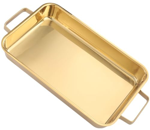Olla para cocinar Rectangular, paellera española, Acero Inoxidable 304, con Asas Dobles, Antiadherente, para Asar Pescado, Dorada, para casa, Restaurante o Camping, 42 cm/16,5 pulg