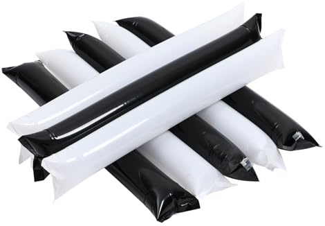 TOYANDONA 24pcs Inflatable Long Stick Balloons Thickened Noisemakers for Sporting Events and Parties Safe Cheering Sticks in White and Black Easy to Carry and Store