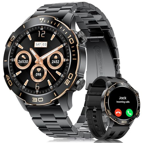 Reloj Inteligente Hombre Negocios Deportes con Llamadas, Smartwatch Hombre con 1,43'' Amoled/IP68 Impermeable/170+ Modos Deportivos/Pulsómetro/Sueño/Pulsera Actividad con iOS y Android, Negro