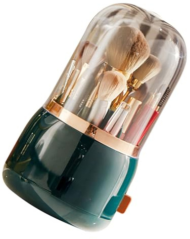 Brrnoo Support pour Pinceaux de Maquillage, Support pour Pinceaux de Maquillage, Organisateur de de avec Couvercle Transparent, Multifonctionnel Rotatif à la Maison pour Ranger les de, Rouges à