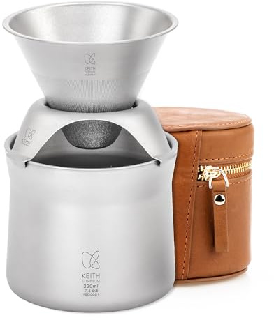 KEITH Titanium Pour Over Coffee Filter, Tea Strainer, Reusable Paperless Coffee Dripper, Ultralight Cone Strainer for Camping, Hiking, Backpacking, Bushcraft & Home Office(Ti3911)