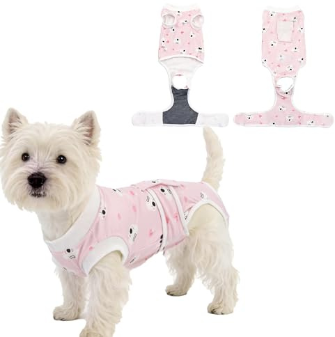 PawSailor Hundkropp efter OP för hundar och hanar, OP-kropp hund kastrationsskydd & läckageskydd hundbody, mjuk OP skyddsoverall alternativ till tratt för små medelstora hundar, ljusrosa L