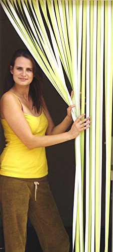 Slat type Door Curtain,Bug Blind,Fly Blind,Strip Blind-LIME GREEN & WHITE - 80cm wide x 200cm drop