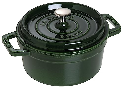 Staub Gjutjärn 2,75-qt rund kokott – basilika, tillverkad i Frankrike