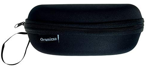 Oramics Hardcase Outdoor Brillenetui Textiletui stoß- und schlagfest in Schwarz 16x6,5x6cm - Hartschalen Brillen Etui Brillenbox hart groß multifunktional mit Reißverschluss zum Anhängen (1 Etui)