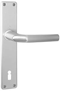 HOPPE 2668194 Drückergarnitur Birmingham-auf Langschild Buntbart Entfernung 90mm, Türstärke30-49, Silber eloxiert, Aluminium F1 natureloxiert