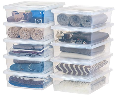 IRIS USA Aufbewahrungsbehälter mit Deckel, 2 Viertel, Schuhboxen, transparent, stapelbar, organisieren Schuhe, Schrankregale, Klassenzimmer-Organisation, Lehrer-Werkzeuge, Spielaufbewahrung