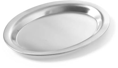 HENDI Serviertablett, oval, Tablett, Kaffeetablett, Geschirrspülmaschinengeeignet, 200x140x(H) 15mm, Satiniert