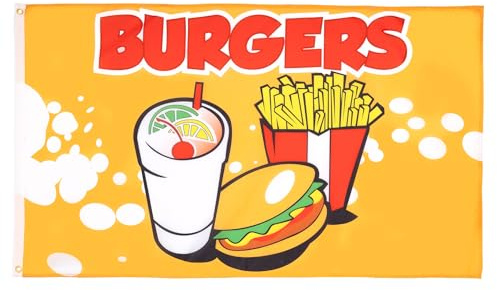 AZ FLAG Flagge Hamburger fast food 150x90 cm Pizza Polyester 100D 2 Ösen | Für innen und außen dekorative Flagge doppelte Nähte und verstärkte Kanten mit Metallösen 100D Polyester