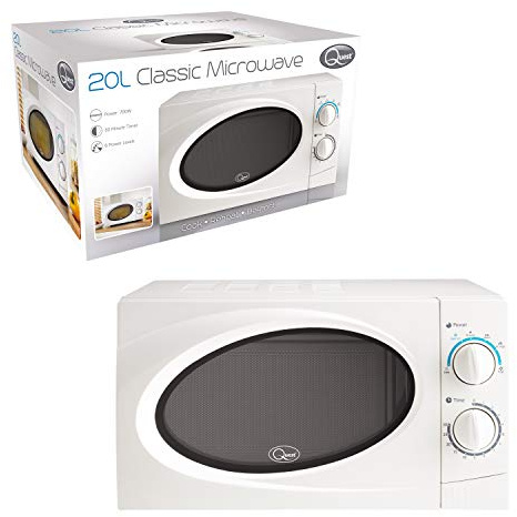 Quest 35850 20 Litre Classic Microwave / 700W Power / 30 Minute Manual Dial Timer/Reheat & Defrost Functions / 6 Power Levels/White Colour
