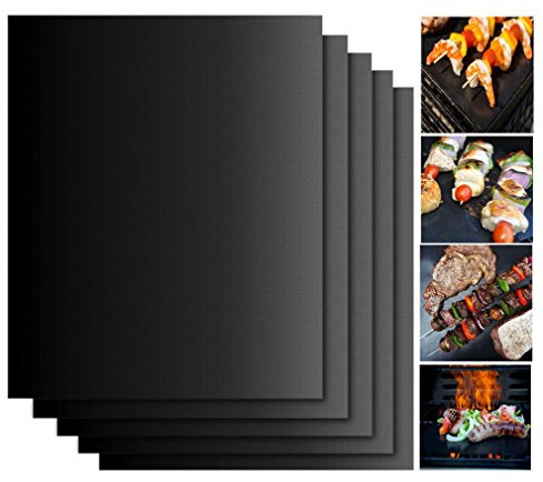 SIMINLIU® Grillmatte (5 Pack) zum Grillen und Backen Wiederverwendbar BBQ Grill Matten Backmatten aus Teflon Antihaftbeschichtung - Backofenpapier Wiederverwendbar - FDA Zulassung 40x33 cm