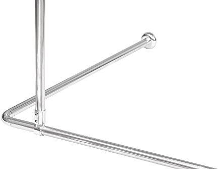 KS Handel 24 DECKENHALTERUNG FÜR DUSCHVORHANGSTANGE WINKELSTANGE ALU Silber GLÄNZEND 55 cm INDIVIDUELL KÜRZBAR! UNDERSEILING of Corner Rod!