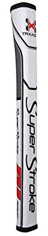 Super Stroke Unisex-Erwachsene SuperStroke Traxion Pistol GT Tour Golf Putter Grip-White/Red/Grey Puttergriff, Weiß/Grau/Rot