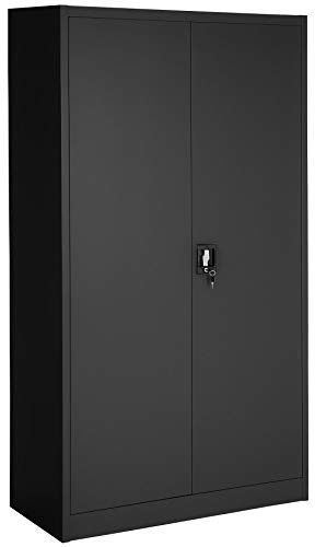 tectake® Armario Archivador Metálico de Oficina, 6 Cajones y Barra, Puertas Bloqueables, Acero Calidad, Mueble Oficina, Candado Seguridad, Armario Almacenaje, Estanterías Metálicas - 180x90x40cm Negro