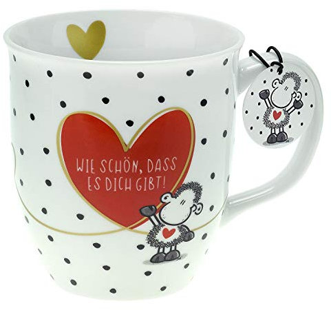 Sheepworld Taza con diseño Wie schön | Taza con frase, porcelana, 40 cl, regalo amigos, San Valentín | 46218