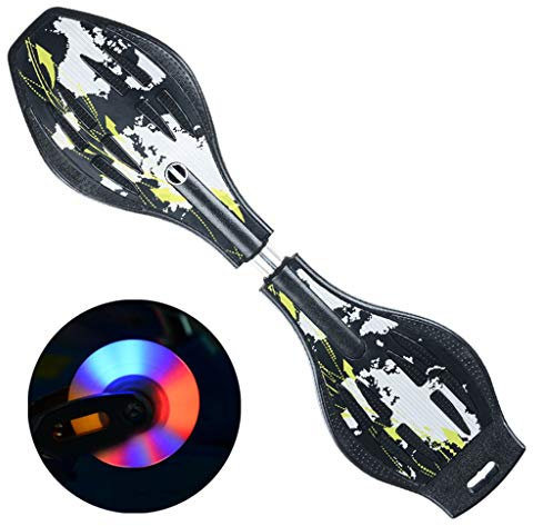 Unisex Lightweight Waveboard, cooles Skateboard für Kinder im Alter, kurzes Board mit beleuchteten Rädern, raues rutschfestes Deck, konkave Street Surfing Wave ， Maximales Benutzergewicht: 50 kg OS