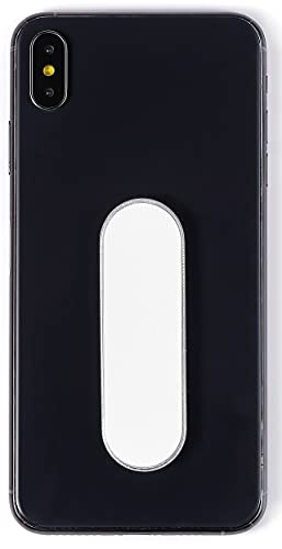 Momostick - originalet! Smartphone fingerhållare – mobiltelefon-fingerhållare, mobiltelefonhållare, ställ, handtag – mobiltelefonhållare, mobiltelefon-ring (PU läderserien – vit)