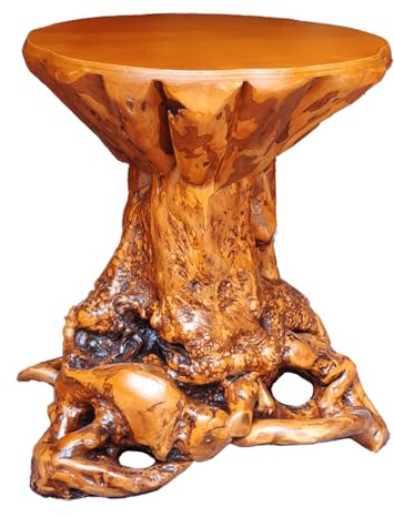 Aotea Crafts Rustic Azalea Tree Stump/Root End Table | Unique Wood Root Log Side Table | Reclaimed Primitive Round Natural Live Edge Coffee Table/Stool | Log Cabin Home Decor Furniture