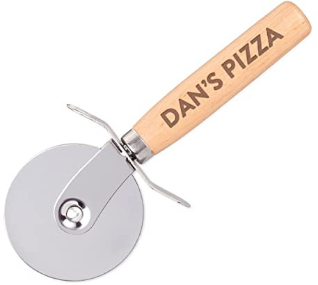 Personalised Custom Pizza Cutter Wheel Slicer Wooden Handle Pizzeria