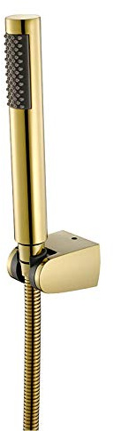 Duschkopf Messing Hochdruck Handbrause Wassersparend Brausekopf Antikalk Duschbrause Set mit ABS Halterung und 1.5M Edelstahl Schlauch, G1/2,Titanium Gold