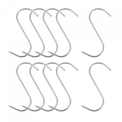 sourcing map 3.94/ 10cm Meat Hooks, 0.12/ 3mm Thick Stainless Steel Butcher S-Hook, Meat Processing for Chicken Fish Beef Hanging Drying Smoking 10Pcs