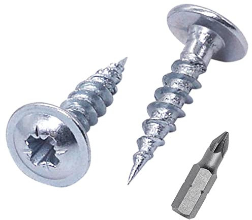 SKIR'CO 100 tornillos de acero galvanizado para madera, 3,5 x 10 mm, plateados, cabeza de oblea, pozi, autorroscantes